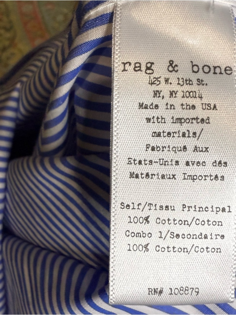 rag & bone Blue and White Striped Shirt Preppy Business Casual size XS - Picture 12 of 12